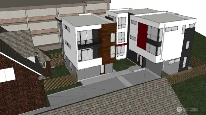 Sketch of completed project looking north Sketch of completed project looking north