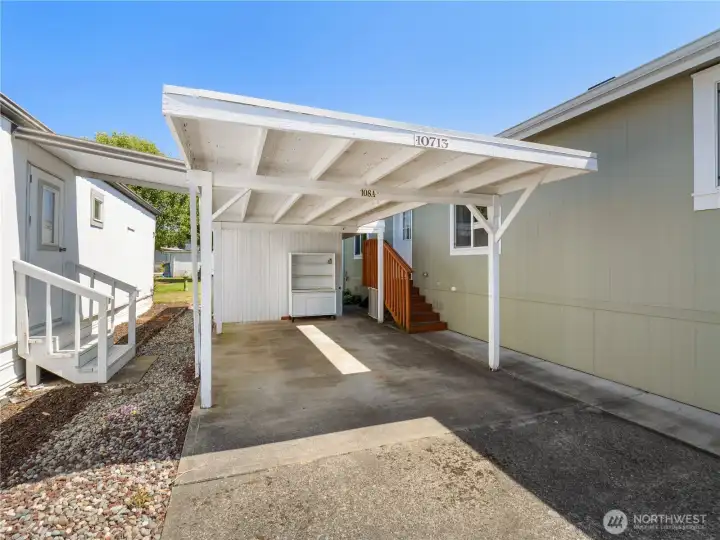 The side door is conveniently located right next to the carport and makes for easy on and off loading.