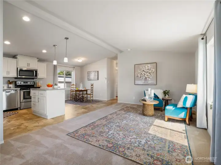 The open floor plan makes entertaining and moving around easy.