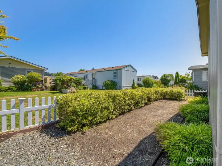 The back yard is a blank slate for you to design to your liking.