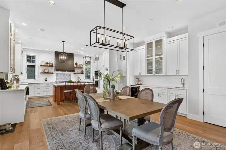 Integrated dining and kitchen spaces keep the party nearby.