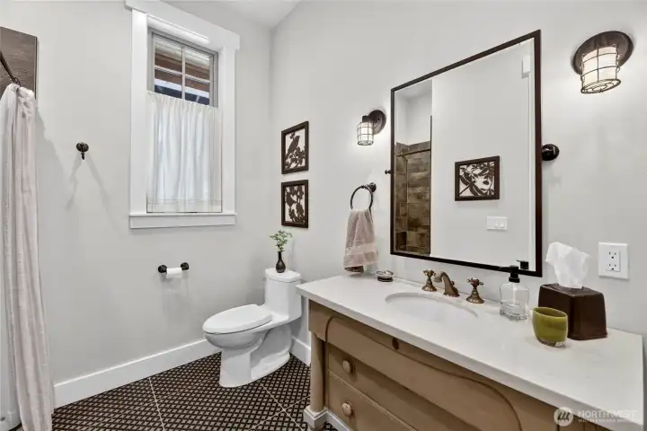 3/4 Bath on the main floor serves guests.