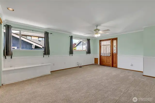 This large space was 2 bedrooms and has been combined to be one extra large space.