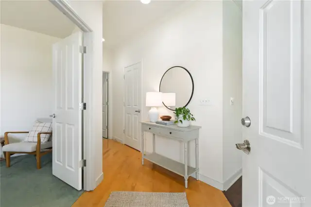 To the left of the Entry is the custom enlarged Den.