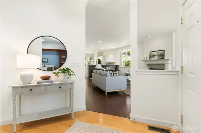 Entryway with peak into great room.