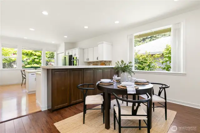 Dinning area peaking into kitchen area.