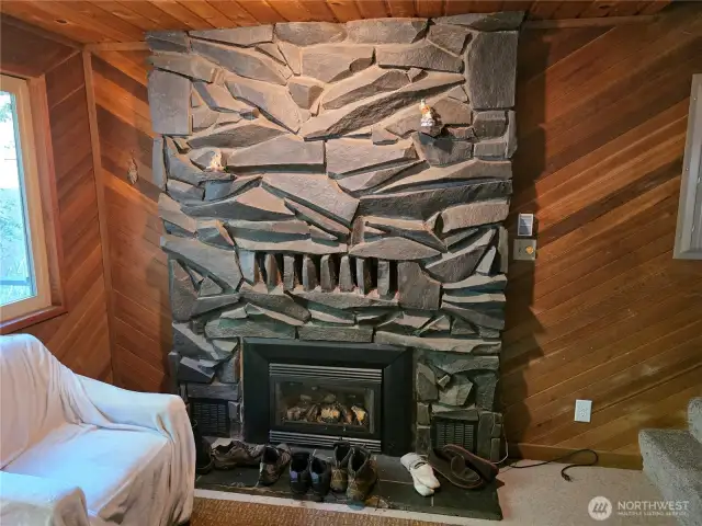 Propane fireplace for romantic evenings after a day cruise on the lake