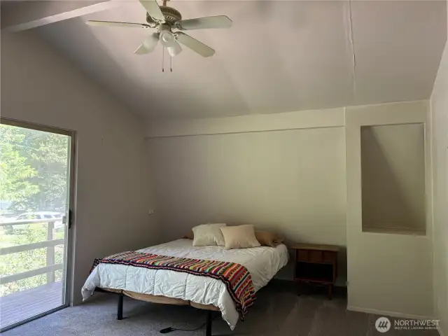 Master bedroom with ceiling fan to create a soothing breeze
