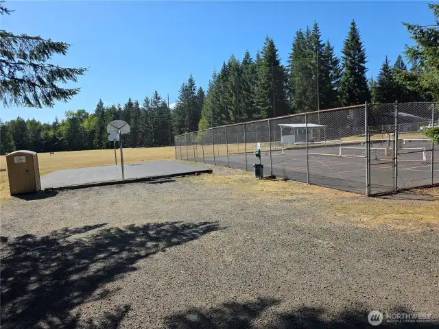 Basketball, tennis court, & golf driving range
