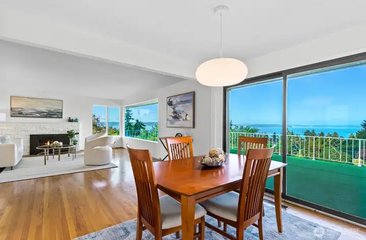Sliding doors lead to a huge deck and endless views.