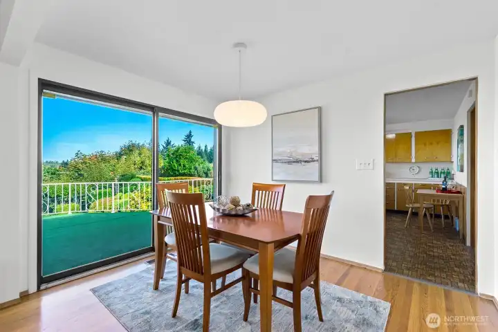 Easy kitchen access off the dining room.
