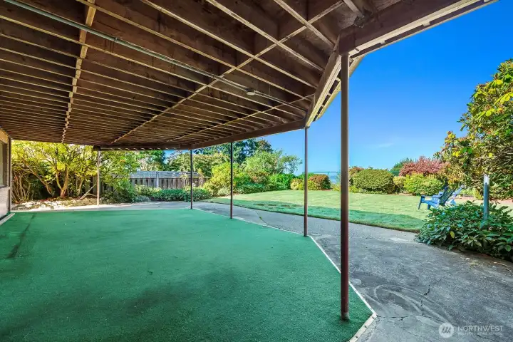Patio, level yard, mature landscape, a great space for play, pets and relaxation. Completely fenced!