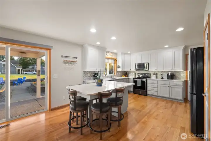 Large Kitchen Island great for casual dining and entertaining.