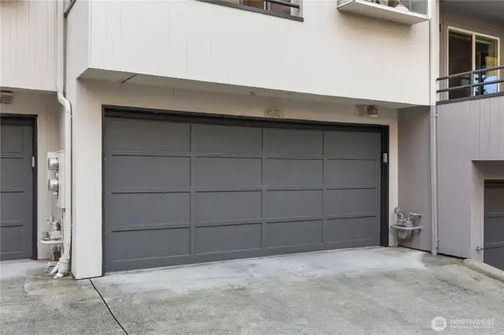 Attached 2-car garage.