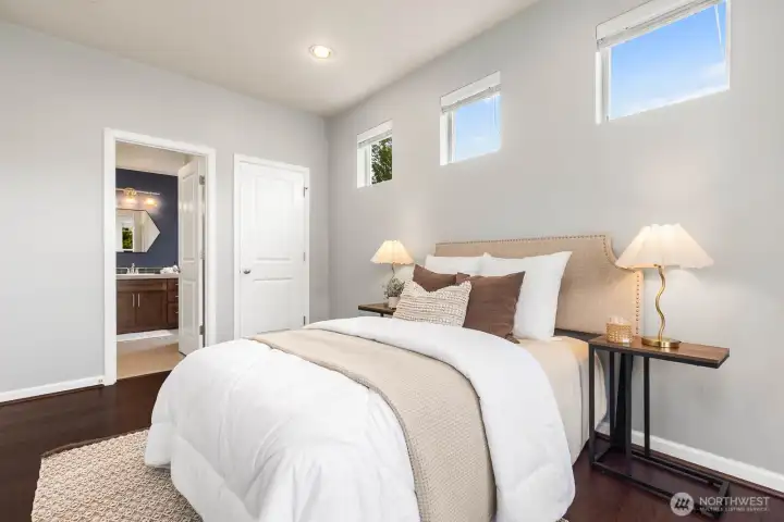 Closet and entry into 3/4 bath