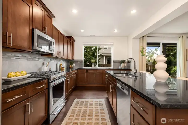 Chef's kitchen, so much storage and counter space!