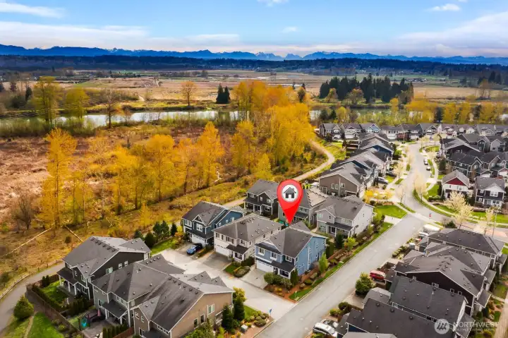 This home sits near the Riverftont trail which winds along the Snohomish river