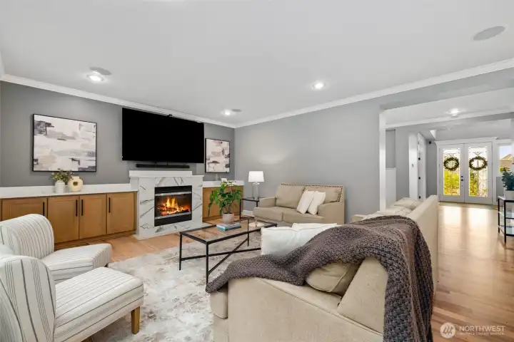 Enjoy movie night nestled around your cozy gas fireplace