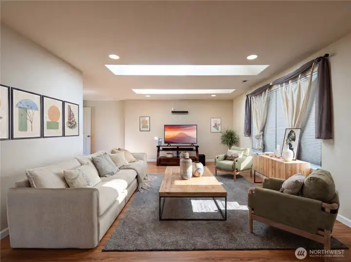 Virtually staged living room.