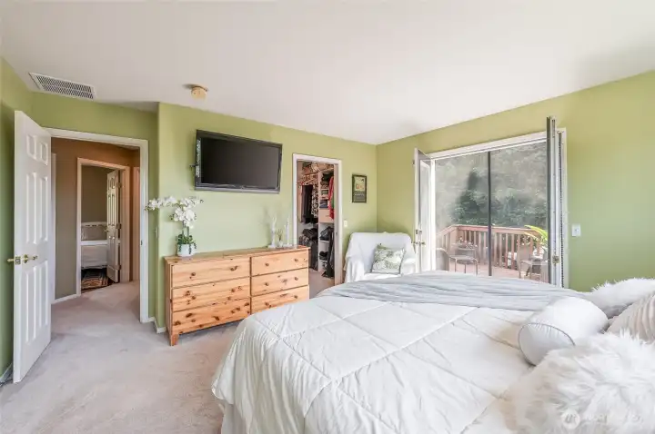 Primary bedroom with walk in closet