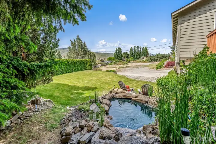 Pond off of deck by primary bedroom