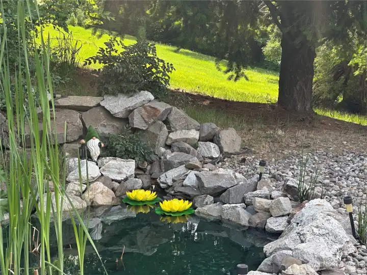 Upper pond by private patio