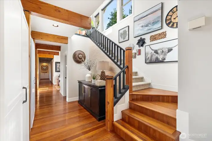 Rich 130-year-old mahogany floors throughout.