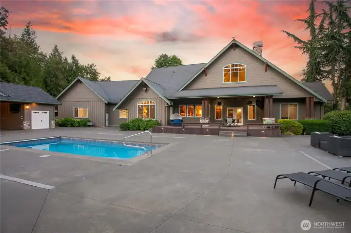 Designed for entertaining, the property boasts more than 5,000 sq. ft. of patio space, an in-ground swimming pool, and a spectacular pool house. Designed for entertaining, the property boasts more than 5,000 sq. ft. of patio space, an in-ground swimming pool, and a spectacular pool house.