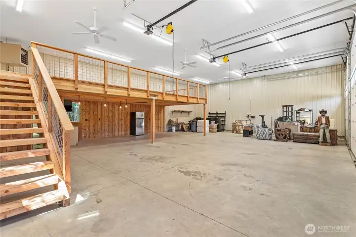 Loft space in heated shop plus extra-long RV bay Loft space in heated shop plus extra-long RV bay