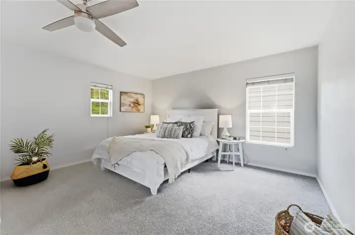 A spacious bedroom area within the bonus room, highlighting just how generous this entire upper-level space is. A spacious bedroom area within the bonus room, highlighting just how generous this entire upper-level space is.