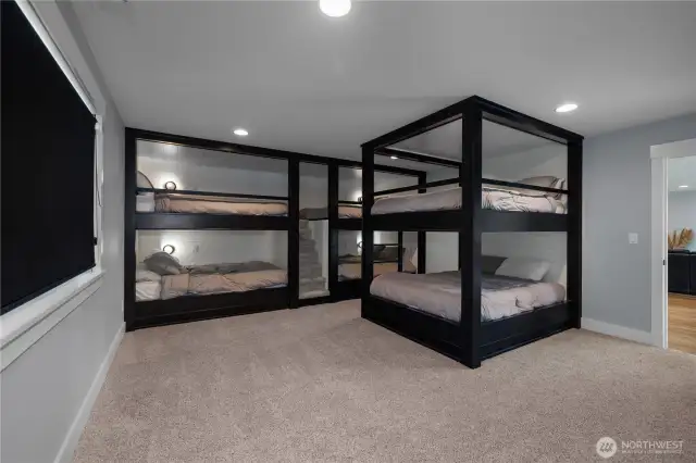 Bunk room! 6 queen size bunks to fit all your fishing buddies or all the kiddos in one room.