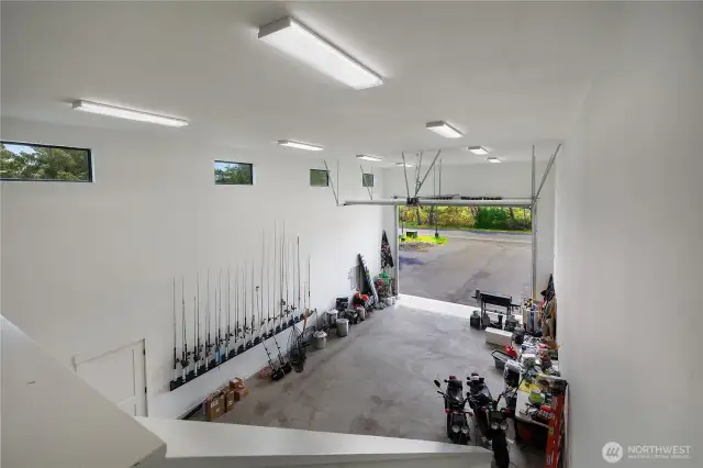 Looking down from the Mezzanine and the monster finished shop!