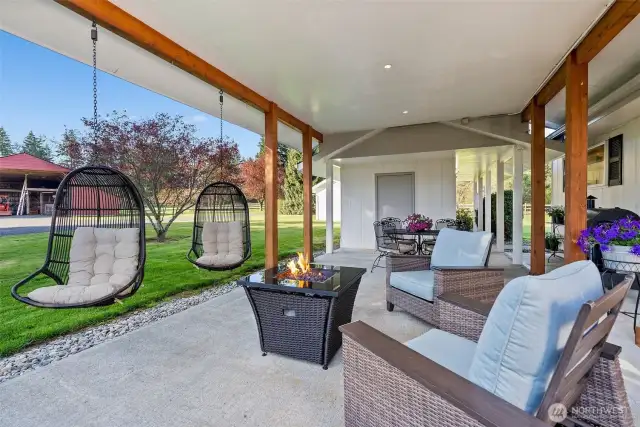 Covered Patio and Entry into Large Storage area