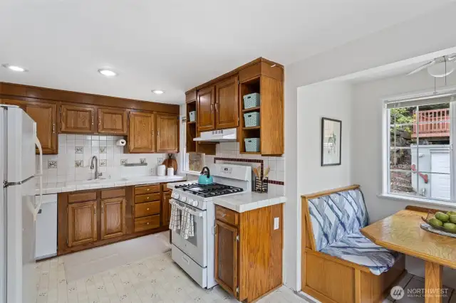 The kitchen is large and inviting with an eat-in area looking over the backyard.