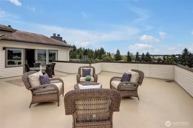 Oversized, private rooftop deck with view.