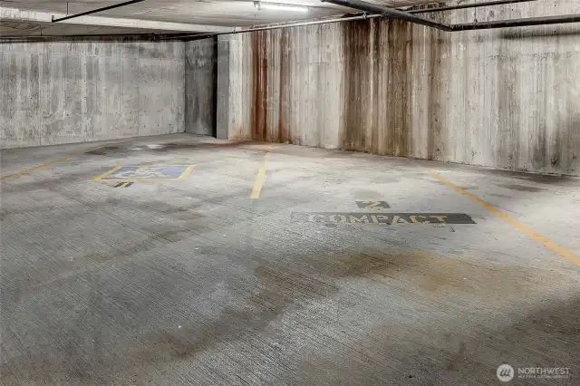 Gated parking garage, spaces #1 and #2 deeded with condo.