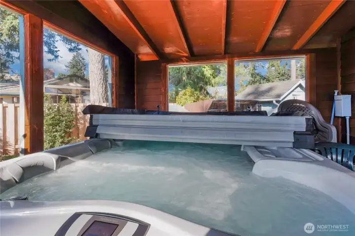 Completely covered newer Hot Tube and Spa