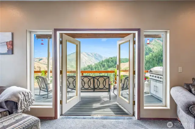 French doors off of living room.