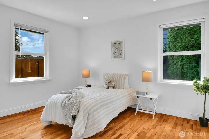 Back bedroom overlooks fenced yard