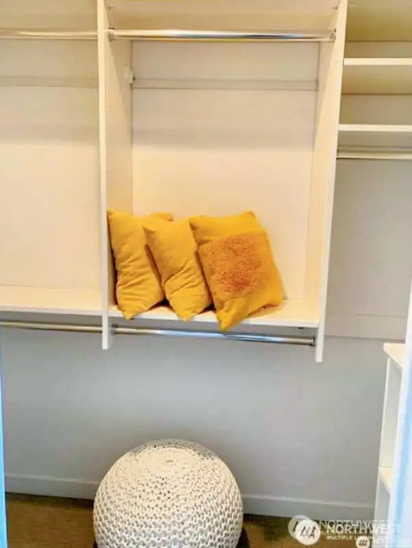 Spacious walk in closet.