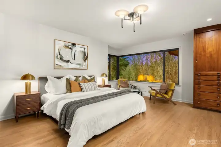 Built in cabinets + drawers and of course, serene views complete the space.