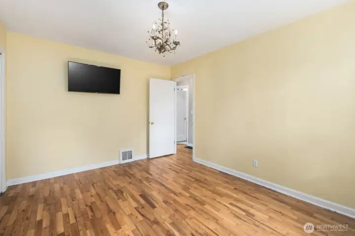 Main bedroom has a TV and Bracket that comes with the home.