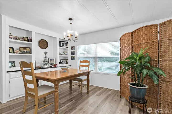 Built in cabinets provide more space for you dishes or other items to display