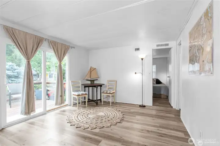 The great room off of the kitchen creates another living space