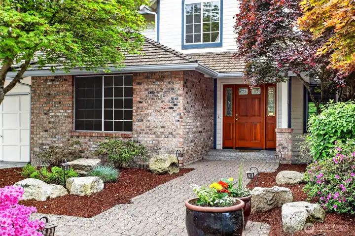 Mature landscaping greets you.