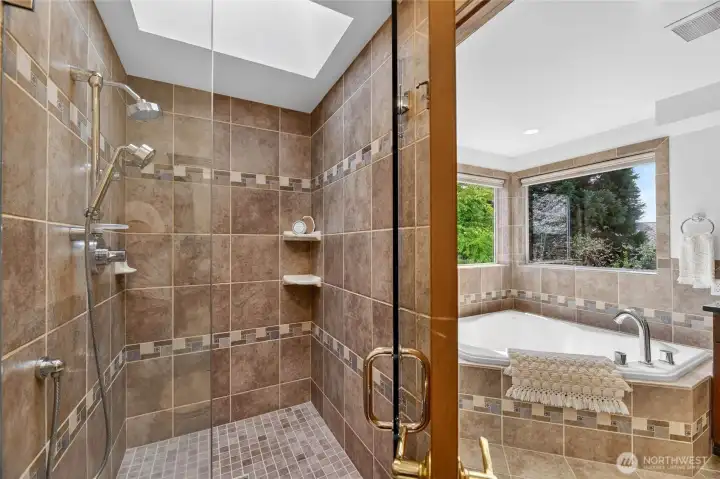 Spacious shower.