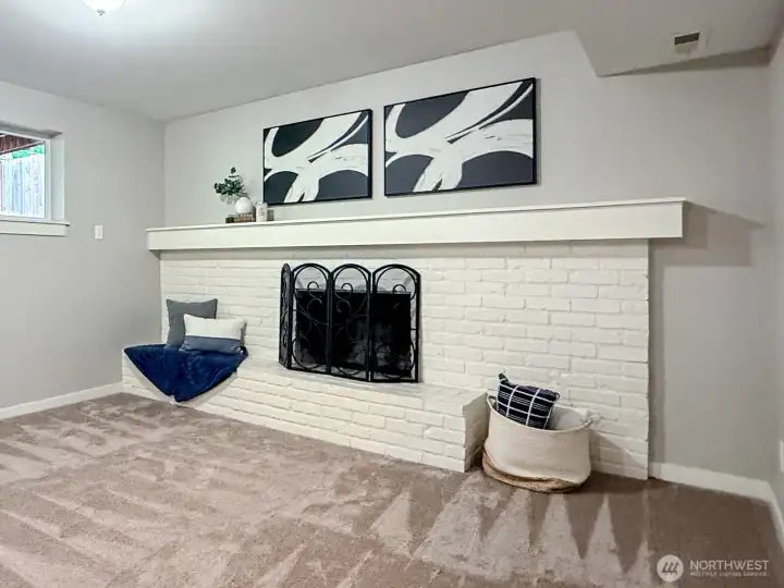 Cozy wood burning fireplace for chilly nights