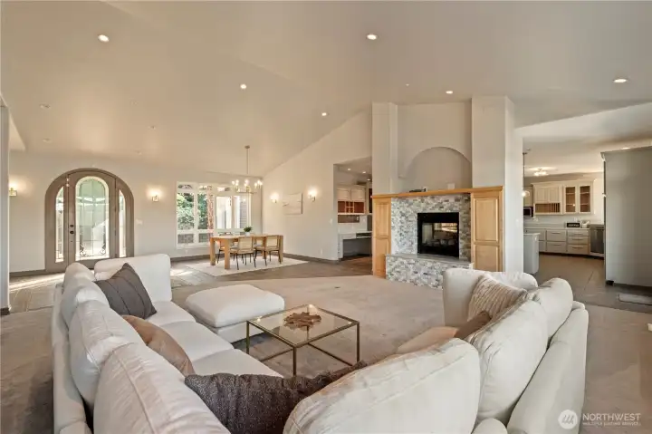 There is a pleasant flow to this home that centers around the view. The common areas are not compartmentalized and allow for easy interaction between the rooms.