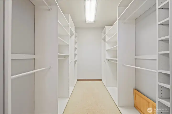 The largest of 3 closets located in the primary suite on the main floor.