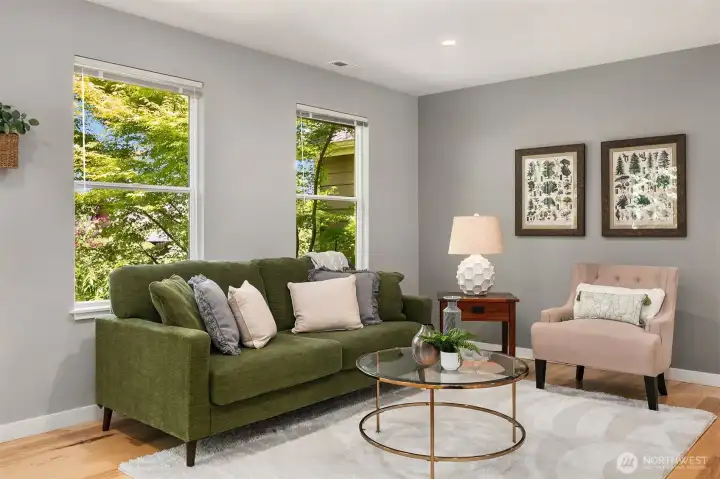 Spacious Living Room Surrounded by Walls of Windows - Nature Views & Natural Lighting Abounds